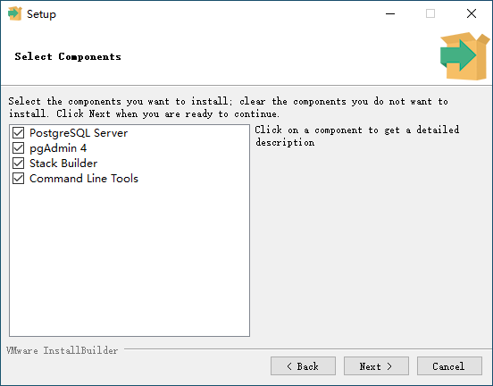 PostgreSQL Setup - Select Components