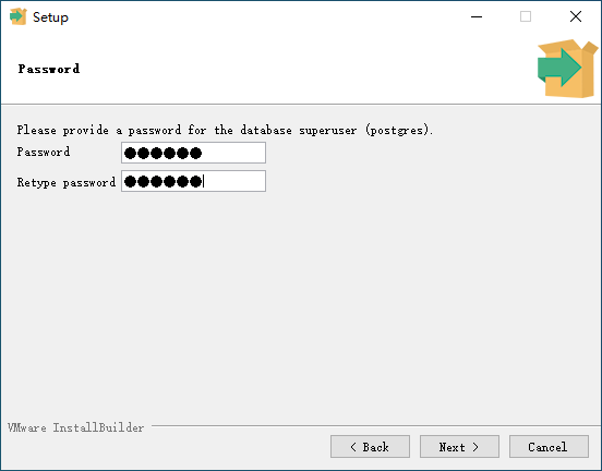 PostgreSQL Setup - Password Screen